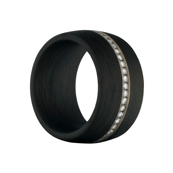 Carbon Ring mit Goldeinlage und Brillanten