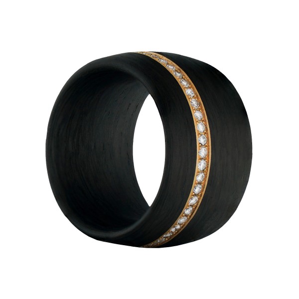 Carbon Ring mit Goldeinlage und Brillanten