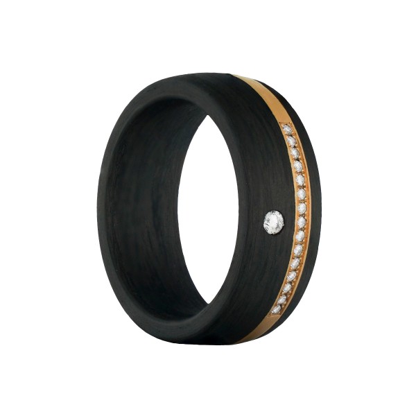 Carbon Ring mit Goldeinlage und Brillanten
