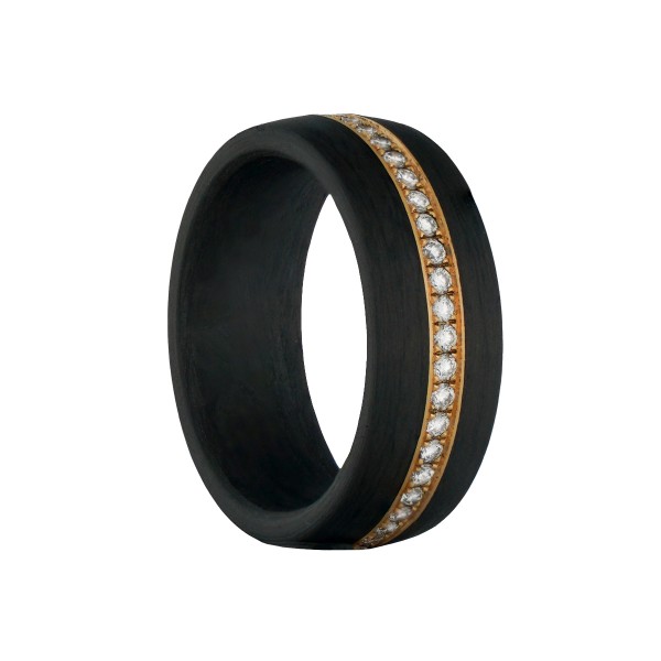 Carbon Ring mit Goldeinlage und Brillanten