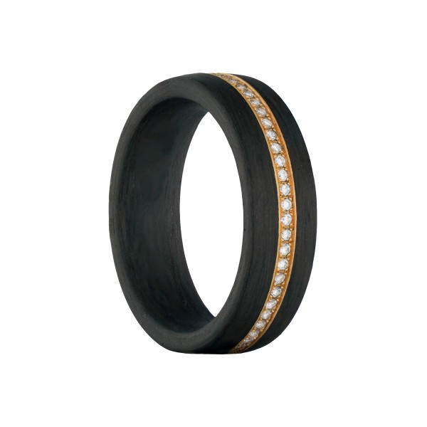 Carbon Ring mit Goldeinlage und Brillanten