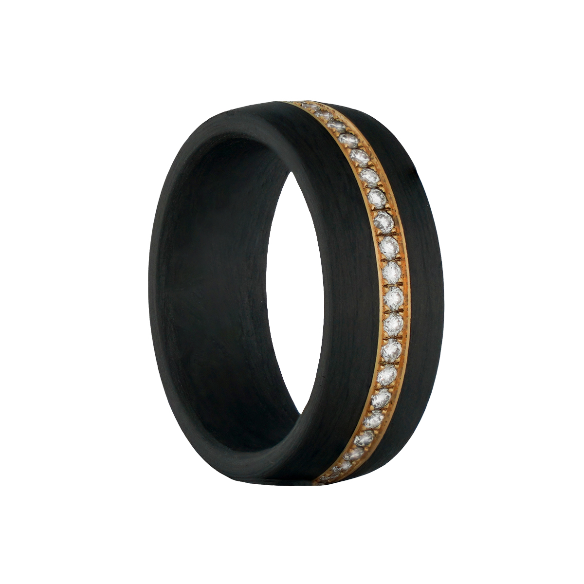 Carbon Ring mit Goldeinlage und Brillanten Carbon mit Einlagen